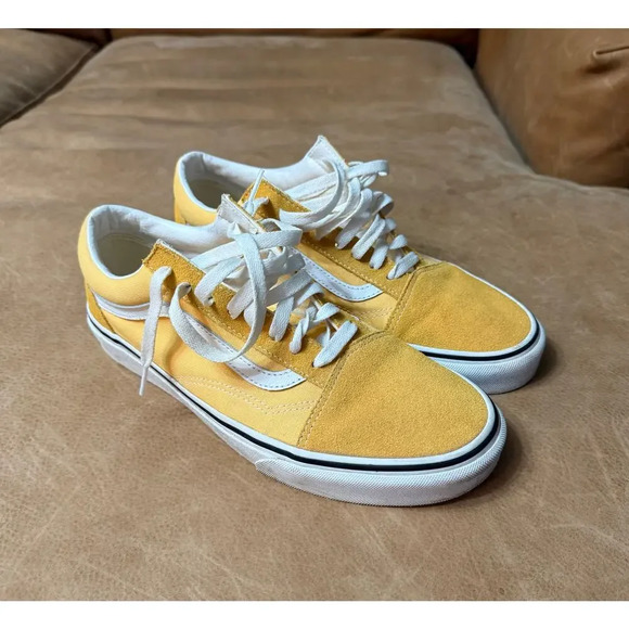 VANS Other - Vans Old Skool Classic Low Gray Suede Pro Skate Shoes Yellow Mens Size 10